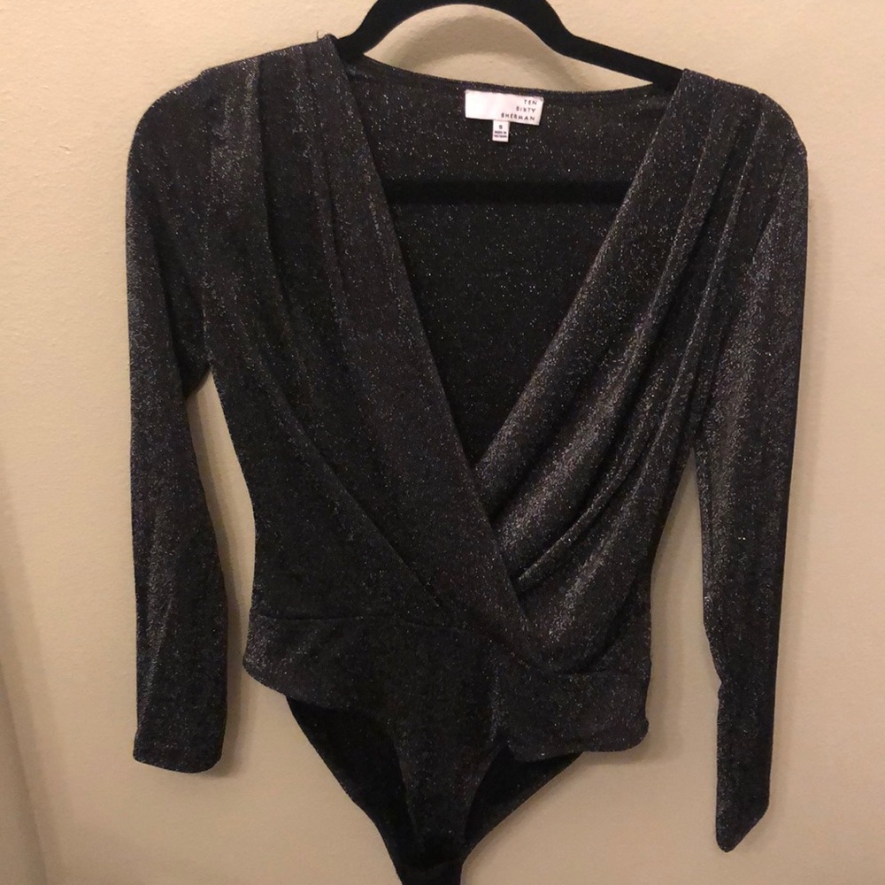 Ten sixty Sherman drapey metallic body suit